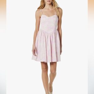 THE DROP Perla shaped waist mini dress light purple/ pink tie dye xs